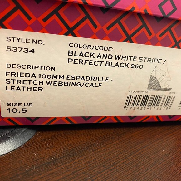 Tory Burch Frieda 100MM Espardrille-Strech Webbing/ Calf Leather Us 10.5 (NEW) - Picture 3 of 8